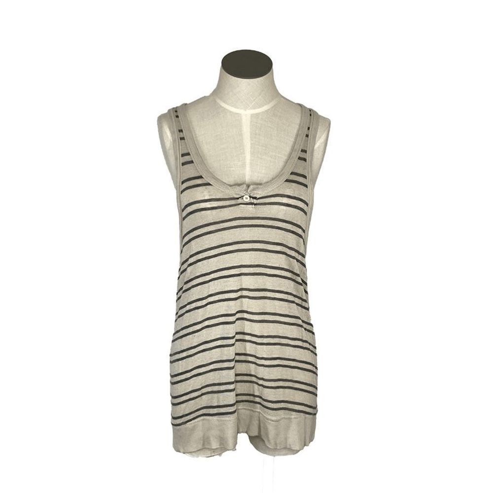 T by Alexander Wang XS Beige Tan Striped Tank Top Y2K Athleisure Streetwear